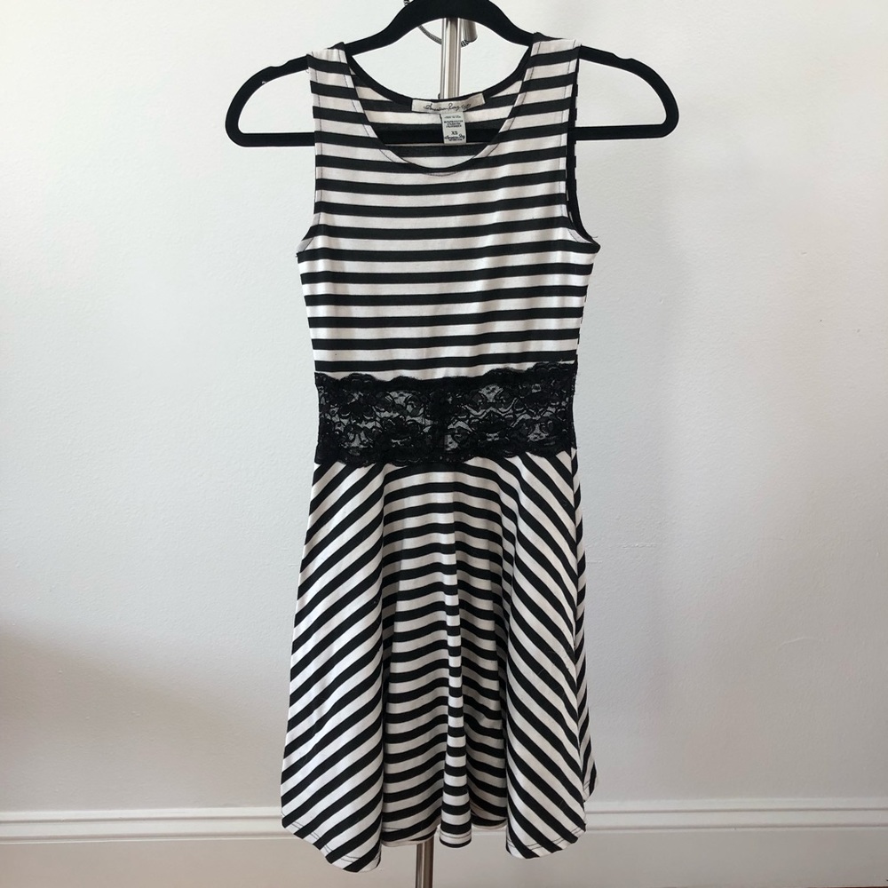 American Rag Blk/White Striped Sleeveless Dress